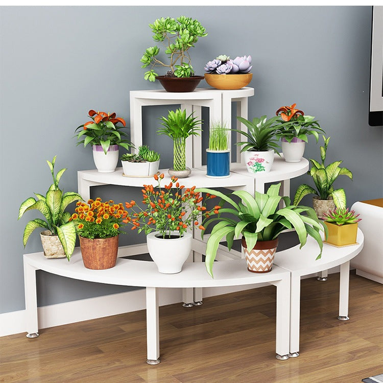 Solid wood corner flower shelf, multi-layered indoor space-saving floor-standing balcony wooden plant flower pot rack storage