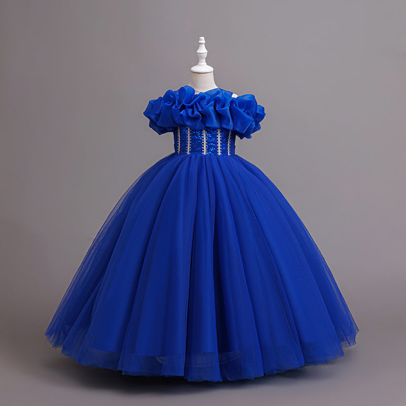 Yimingzhi flower girl dress - floral design, long, cross-border princess dress - dropshipping available - children's dress