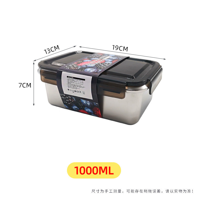 Japanese-style 316 stainless steel food container with lid, lunch box, outdoor fruit sealed bento box, square lunch box - wholesale