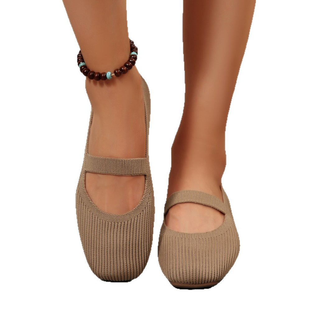 New arrival: women's lightweight fashionable knitted mesh flats - breathable, slip-on, perfect for work or casual wear