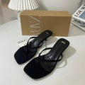 Za summer new 2024 french square toe high heel women's shoes, thong sandals with open toe and slingback, fashion sandals for women