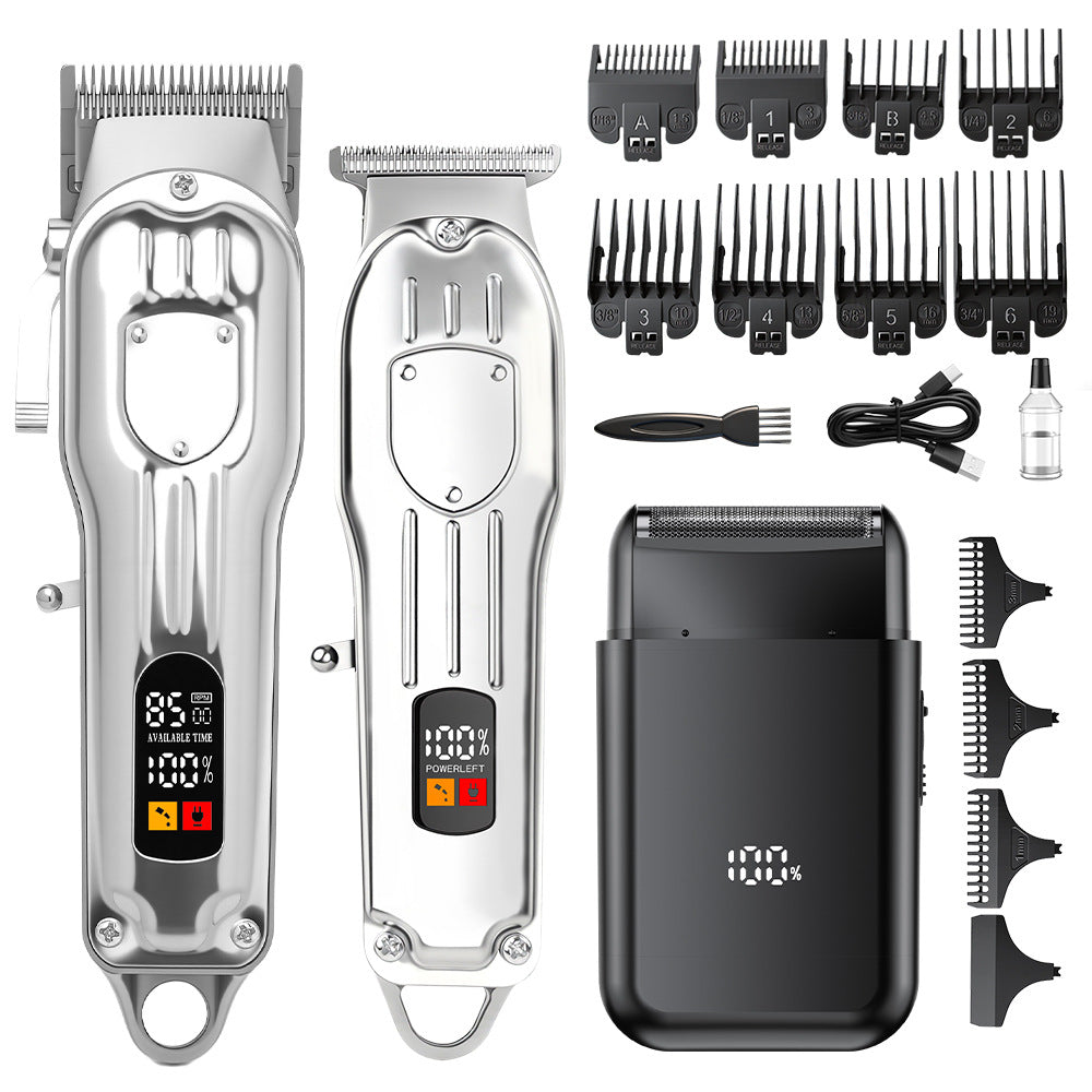 new arrival metal hairdresser sub-mother machine suit oil head engraving digital display hairdressing scissors suit electric clipper clipper