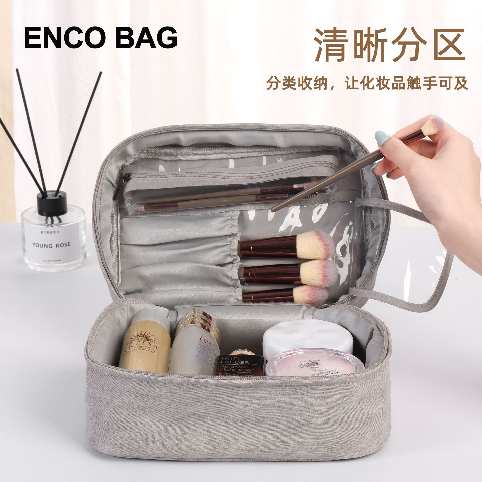 Original sheep pattern cosmetic bag classification multi-layer bag large size high-end sense dirt-resistant toilet bag cosmetic storage bag