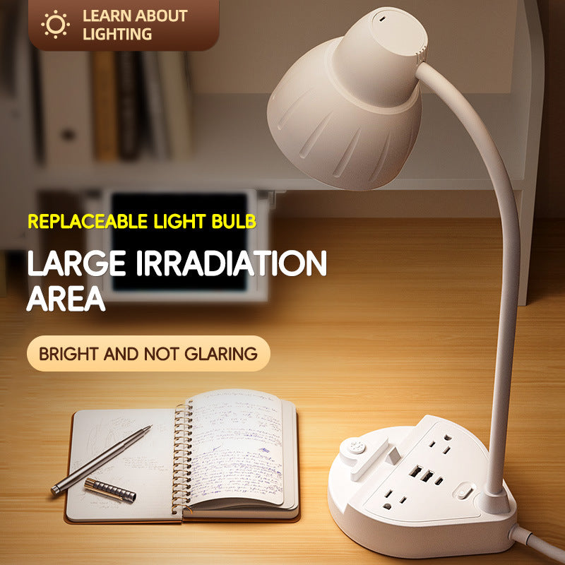 American-style study desk lamp power strip with ul certification, us standard power strip, and usb ports