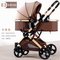Newborn baby sleeping blue reversible, sit or lie down, high view baby stroller, foldable shock absorber stroller, two-way baby stroller
