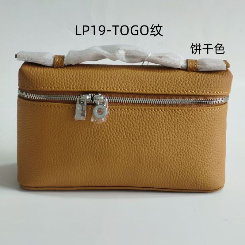Lp19 genuine leather lunch box bag new arrival gigi same style kelly bag pebbled cowhide satchel bag simple shoulder bag for women