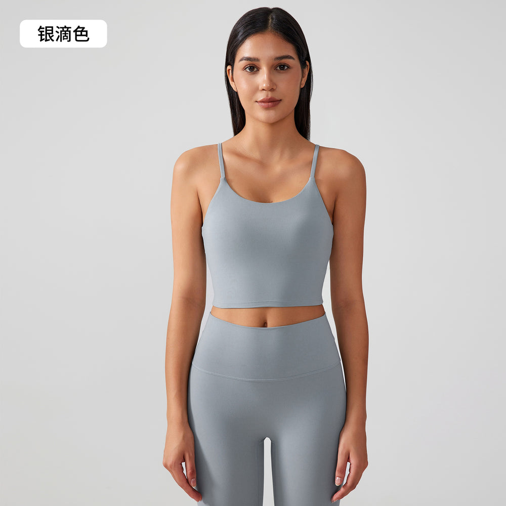 New women's sports tank top bra - built-in cup, shockproof, push-up, side boob coverage, beautiful back, fitness yoga bra ag002
