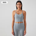 New women's sports tank top bra - built-in cup, shockproof, push-up, side boob coverage, beautiful back, fitness yoga bra ag002