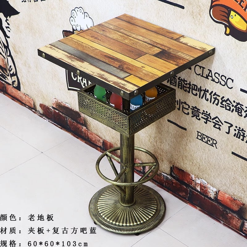 Bar clear bar ktv cafe high table and chair combination retro bar stool industrial style bistro loose table