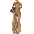 women's summer new arrivals: cross-border european & american fashion - sexy solid color camisole and maxi skirt set