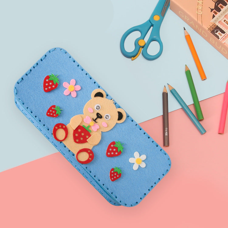 Children's DIY handmade, non-woven cartoon stationery box, pencil case, kindergarten handmade material bag pencil case