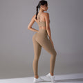 European and american nude feel tight yoga suit cross back quick-drying sportswear high waist hip lifting running fitness suit
