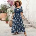 European and american new style printed retro country style plus size women's clothing 150kg patchwork plus size red dress