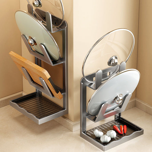 Desktop lid rack carbon steel kitchen storage cutting board rack bracket chopping board rack countertop lid suction cup placement shelf