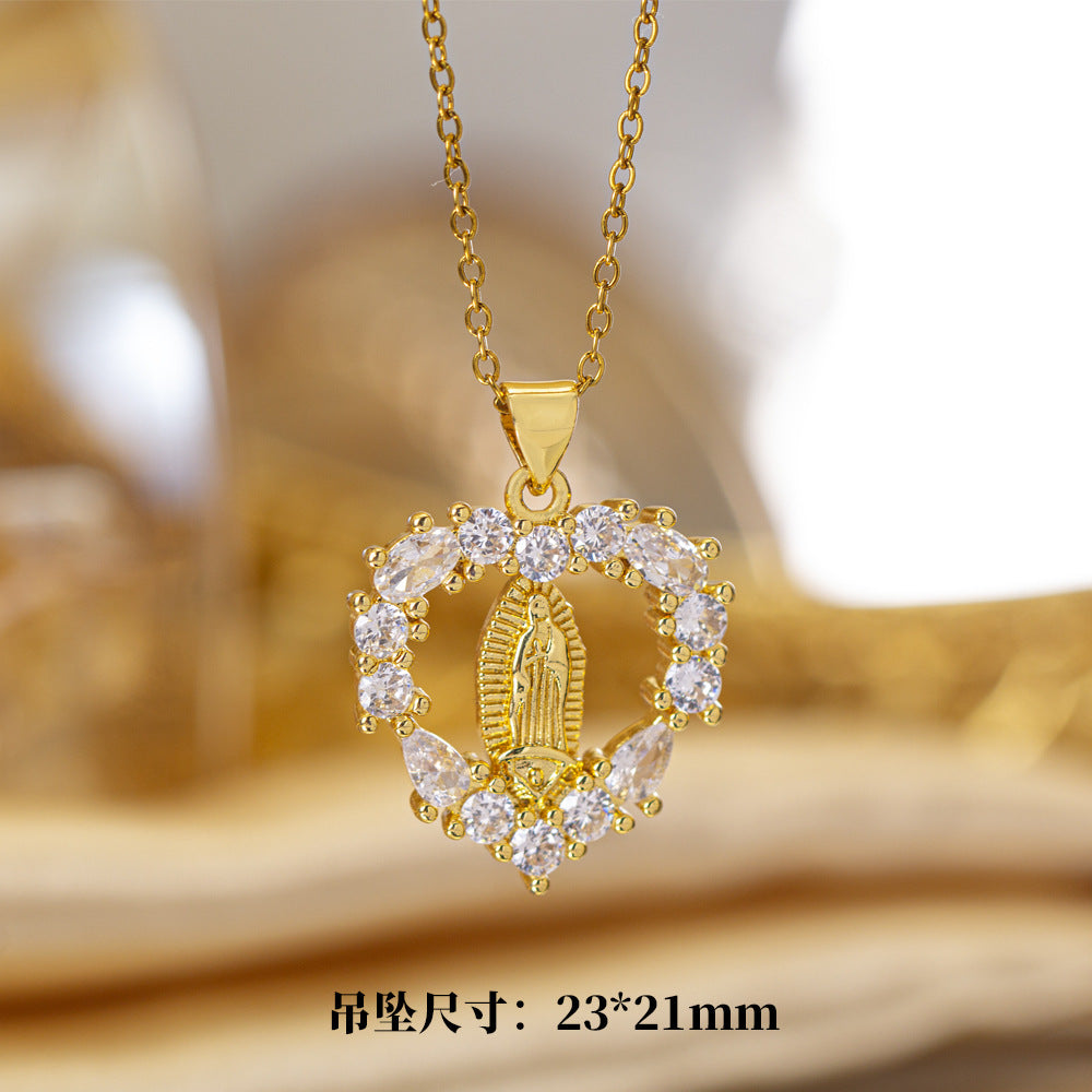 [titanium steel] cross-border popular copper micro-embedded necklace for women, stainless steel gold-plated electroplated high-end exquisite clavicle chain jewelry