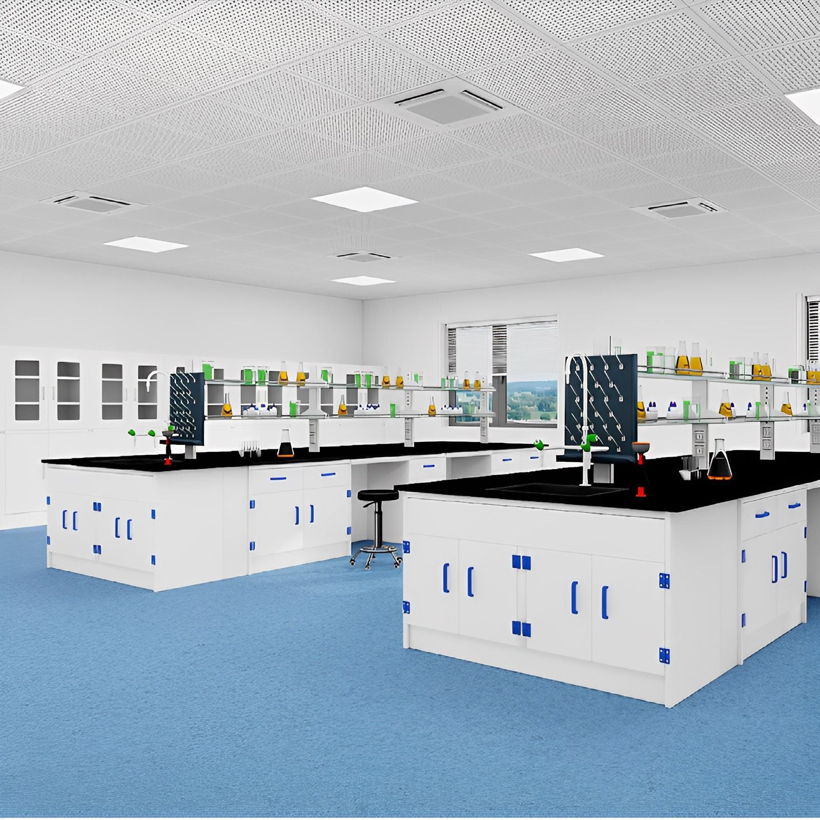 Laboratory workbench All-steel experimental bench Laboratory operation bench PP side bench Steel and wood central bench Fume hood Hanging cabinet