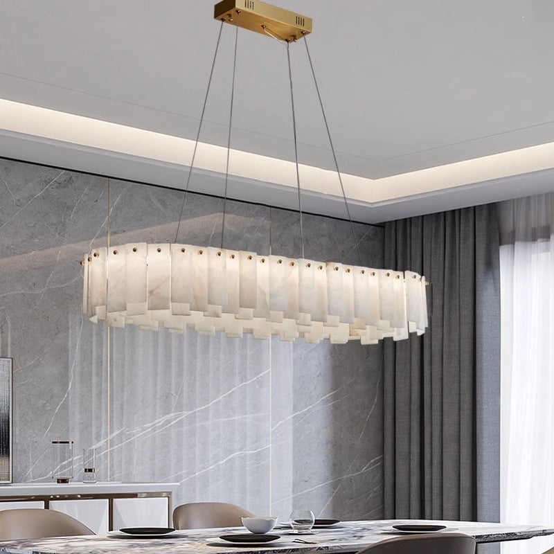 All-copper spanish marble living room chandelier - high-end, light luxury, villa, postmodern minimalist style for study, bedroom, and dining room