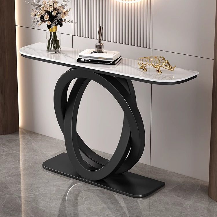 Accessible luxury slate entrance table italian semicircular entrance cabinet modern casual wall-mounted entrance slate entrance table end scene table