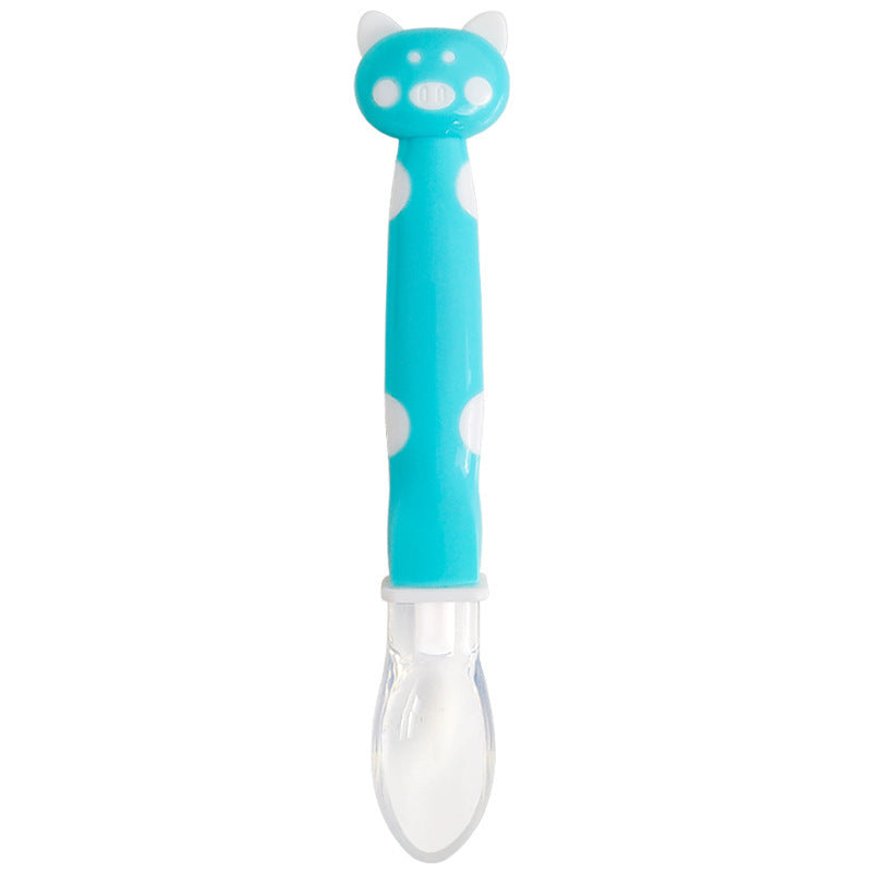 English card pack, baby spoon, child feeding tableware, silicone soft spoon, baby rice spoon, eating training elbow spoon