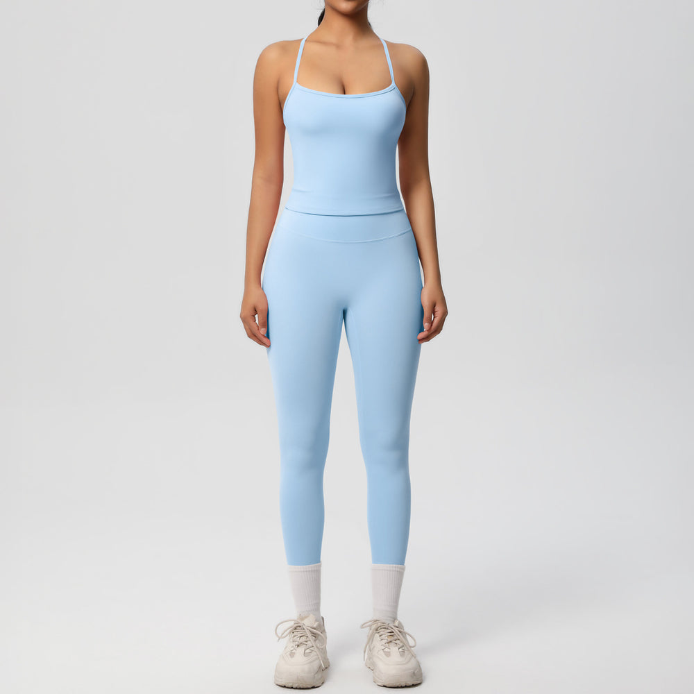New arrival: european and american style solid color double-sided brushed breathable compression yoga set - 8 piece activewear set for running and fitness