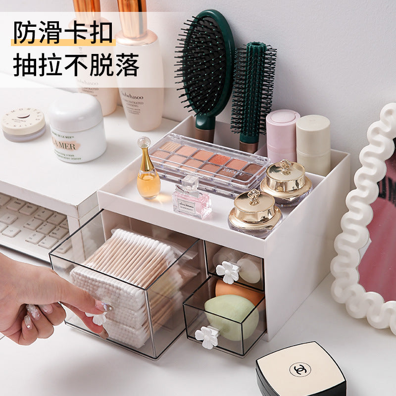 Desktop cosmetic multifunctional storage office pen holder makeup brush lipstick eyebrow pencil drawer compartment dressing box