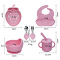 strawberry kids silicone plate and bowl set with suction cup - all-in-one design, baby silicone tableware, cartoon divided plate