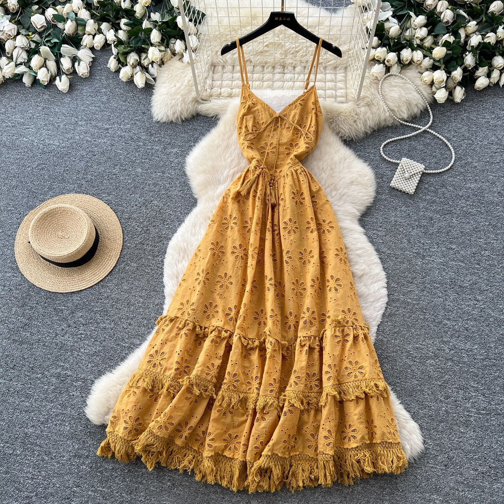 French riviera style green cami lace dress - women's summer cool v-neck ruched waist ruffle hem fairy maxi dress
