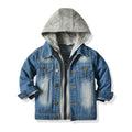Kids' faux two-piece denim jacket - new autumn/winter hooded fashion casual top for boys and girls - wholesale for export