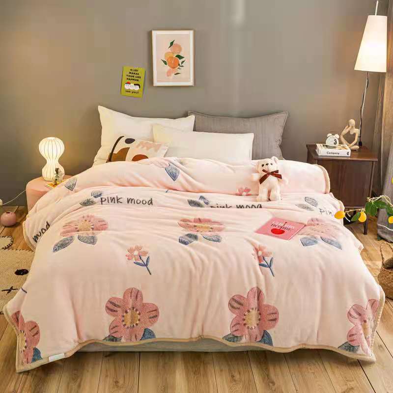 Snowflake fleece blanket Farai fleece sheet person double gift thickened coral fleece autumn and winter sleeping lunch break blanket wholesale