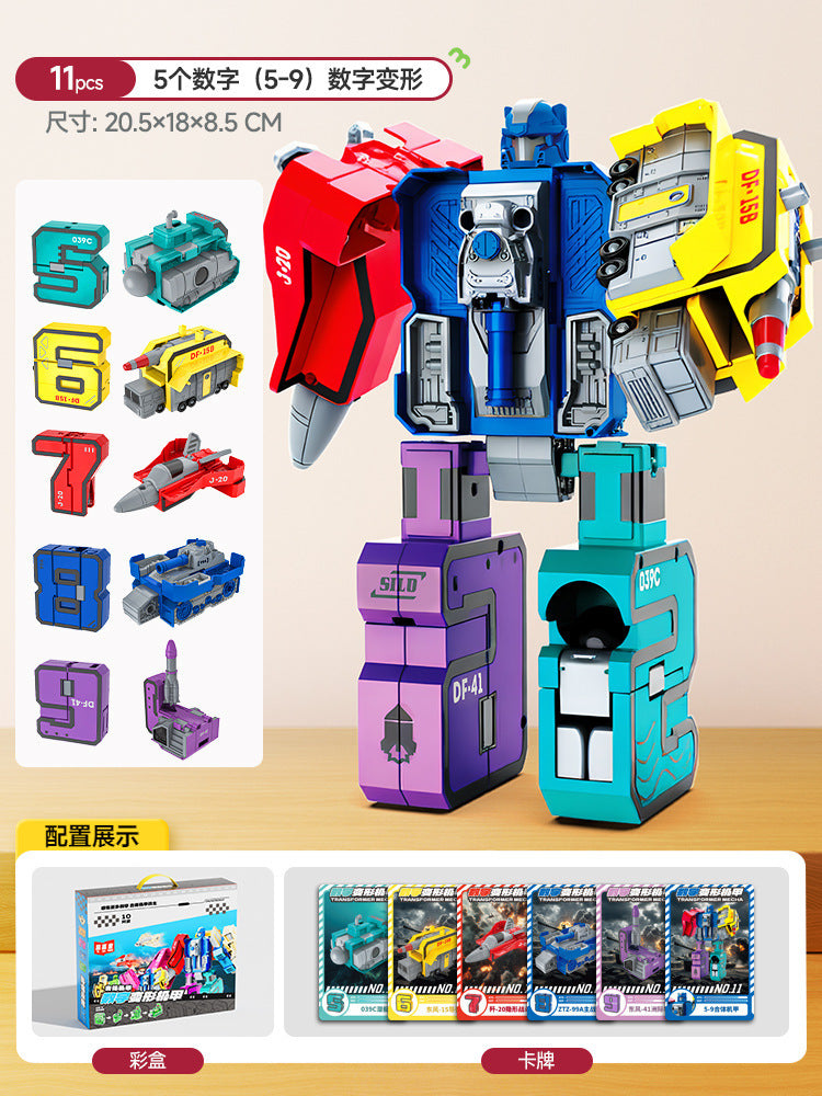 Digital transformation combination robot king kong mecha children's educational assemble building blocks boy toy letter autobot