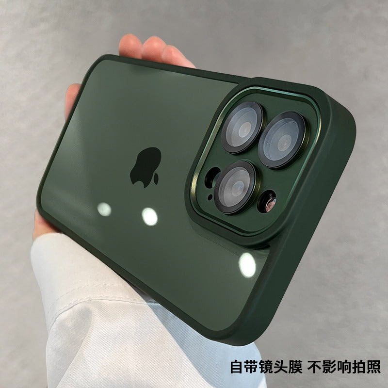 Suitable for iphone16 mobile phone case, gold shield all-inclusive lens film, apple 14 transparent anti-fall 13promax protective case