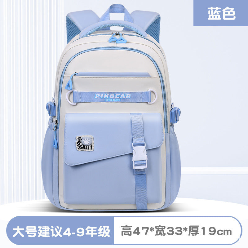 2025 schoolbag junior high school girls water-repellent nylon oxford cloth ultra-light spine-protecting backpack junior high school schoolbag