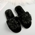2024 spring/autumn/winter new floral platform fuzzy slippers - women's indoor/outdoor flat heel warm plush slippers