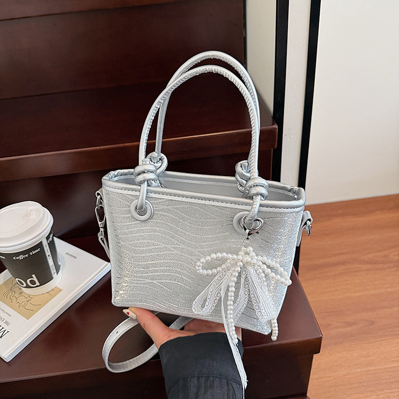 High value foreign style bucket bag women's 2025 new popular diamond-encrusted cloth bag messenger bag temperament commuter shoulder bag