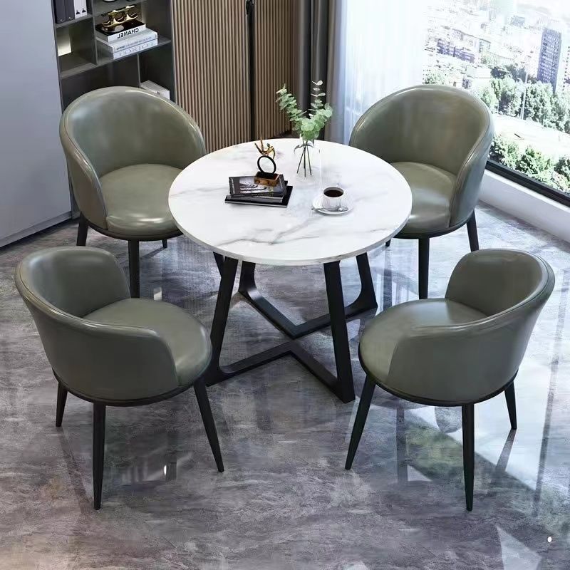 Nordic light luxury negotiation table and chair set, balcony leisure table and chair set, small coffee table, casual reception, modern minimalist small round table