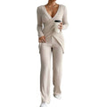 Shipped: hot-selling european and american cross-border style,  new slim-fit long-sleeved, loose high-waisted top and pants set