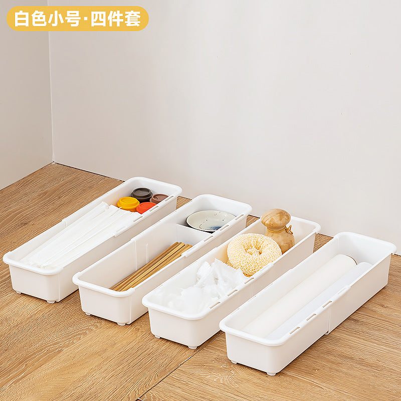 Cabinet sundries, long storage box, seasoning products, plastic seasoning box, narrow and long refrigerator grid egg storage box