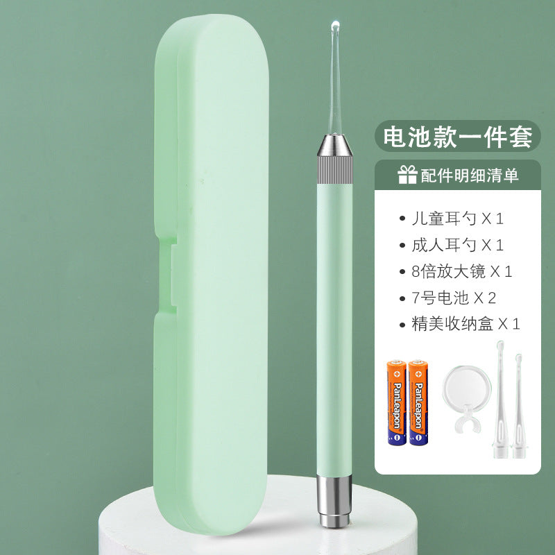 Baby luminous ear spoon ear pick luminous ear tweezers ear digging earwax tweezers tool suit ear picking with light in stock