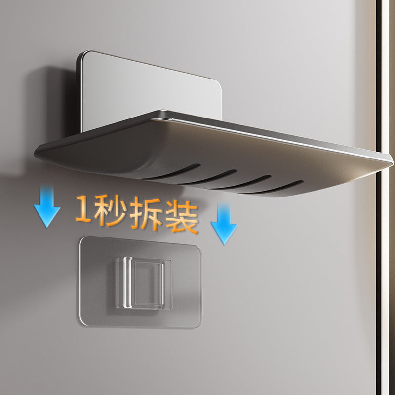 Gun gray bathroom soap box creative drain space aluminum non-punching soap dish bathroom rack wall mounted
