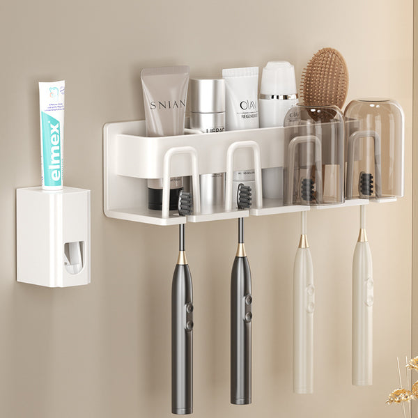 Fully automatic toothpaste squeezer artifact Wall-mounted household squeezer set No punching bathroom toothbrush rack