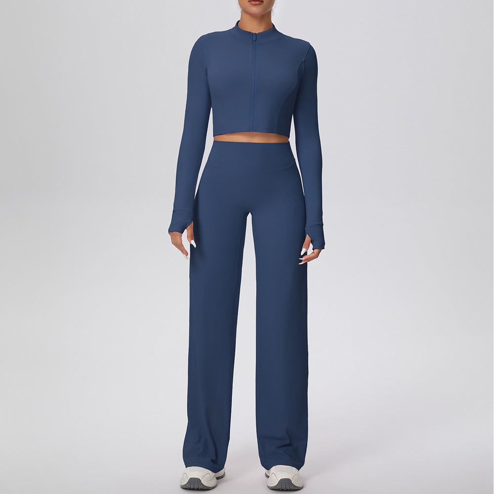 Cloud-feel quick-dry zip-up yoga set - high-waisted, slim-fit, outdoor casual running & fitness activewear for women