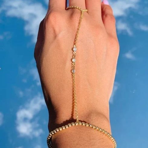 European and american cross-border zircon mitten bracelet for women, gold bead ring chain, simple fashion jewelry new product