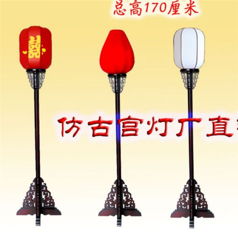 Chinoiserie antique floor lamp zen solid wood living room bedroom restaurant corner bedside retro road guide vertical palace lamp