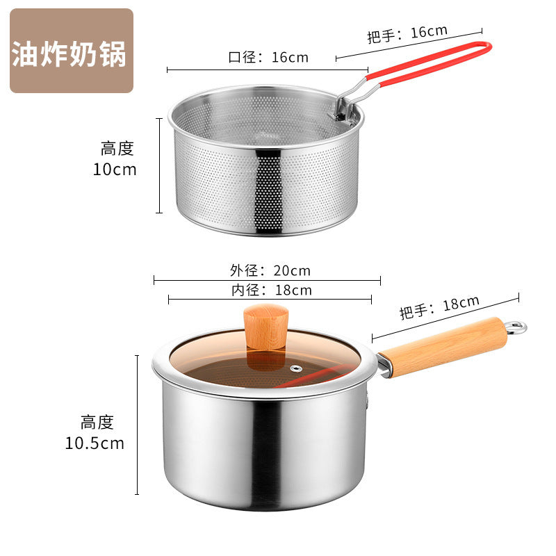 304 stainless steel mini for home fuel-saving multifunctional fryer for frying large-capacity tempura and cooking noodles to filter residue and supplementary food