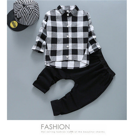 autumn korean style girls' cartoon cat denim cotton long-sleeve overalls two-piece kids' outfit set