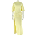 Fashion styleexport women's backless sexy pleated loose hip skirt one-line collar strap slit long dress trendy