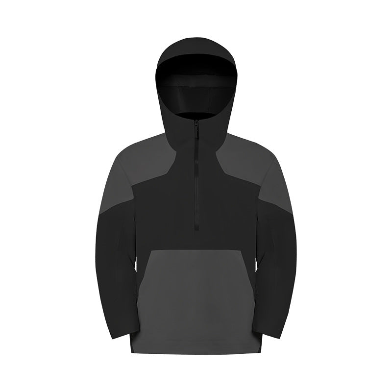 Unisex ykk zipper wear-resistant breathable hiking jacket - triple-proof heat-sealed color block hooded windbreaker daw056
