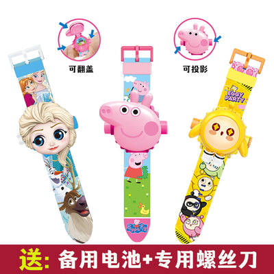 Piggy projector watch peppa pig cartoon luminous electronic watch egg boy and girl party kids toy gift