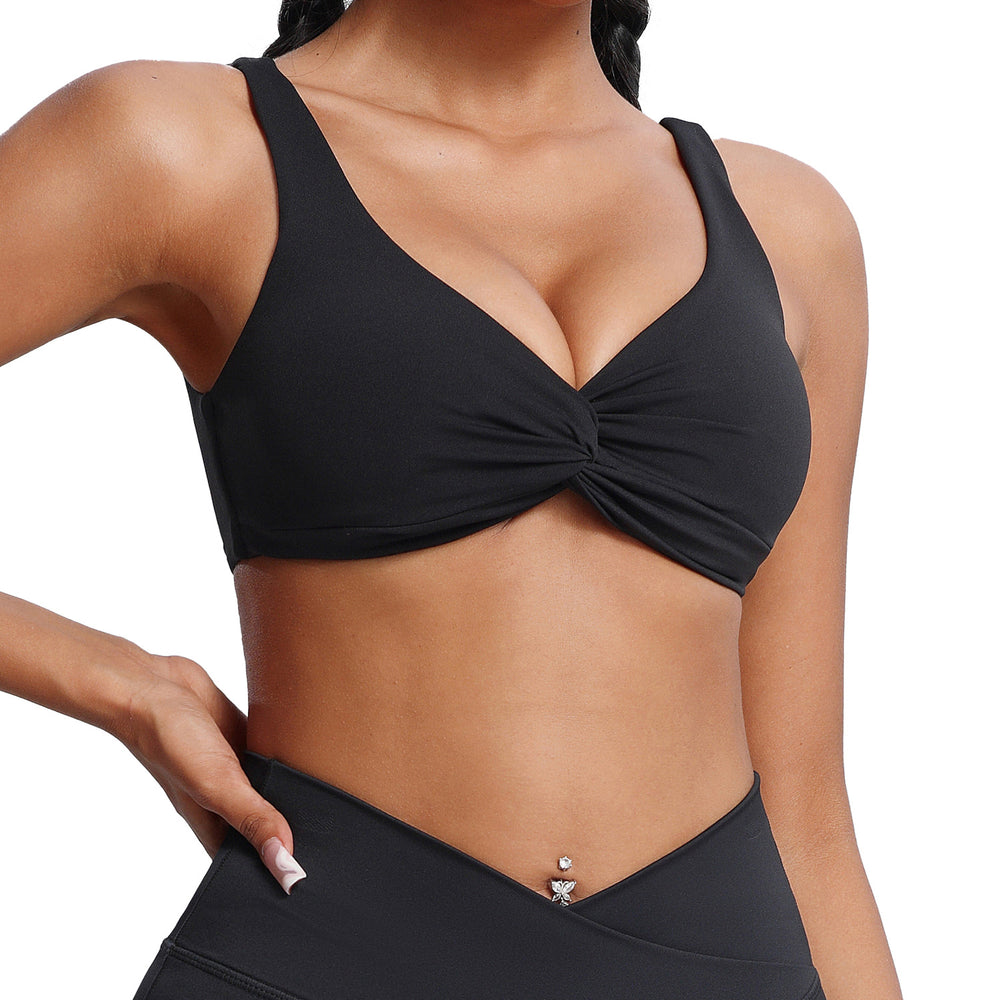 Fashionnew arrivalnude sports intimatesfemale sexy twist shockproof yoga bra beautiful back containing breast pad sports bra