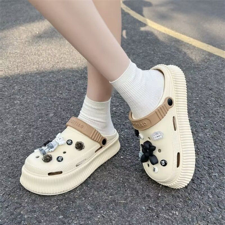 2024 baotou sandals women's hot style clogs outwear non-slip home soft beach new couple sandals